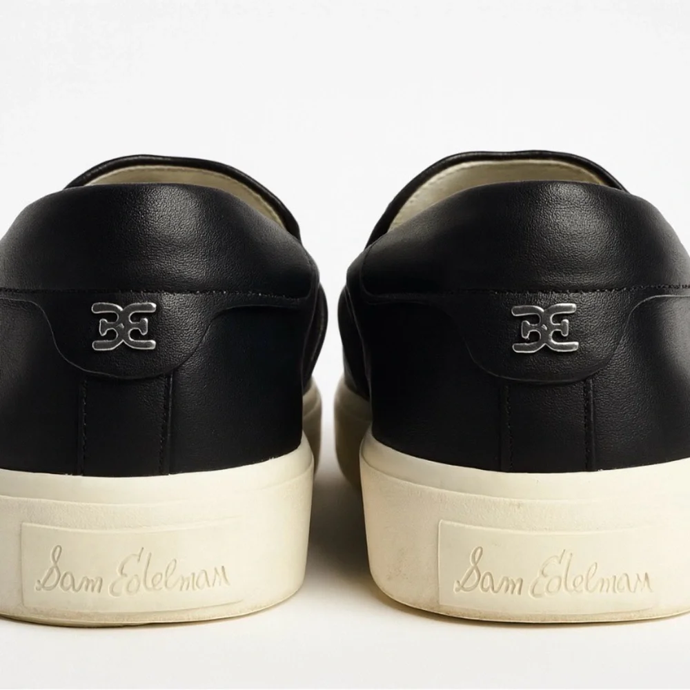 Sam Edelman Eda Slip-On Sneakers Black Woven Leather Size 8 - Picture 4 of 5